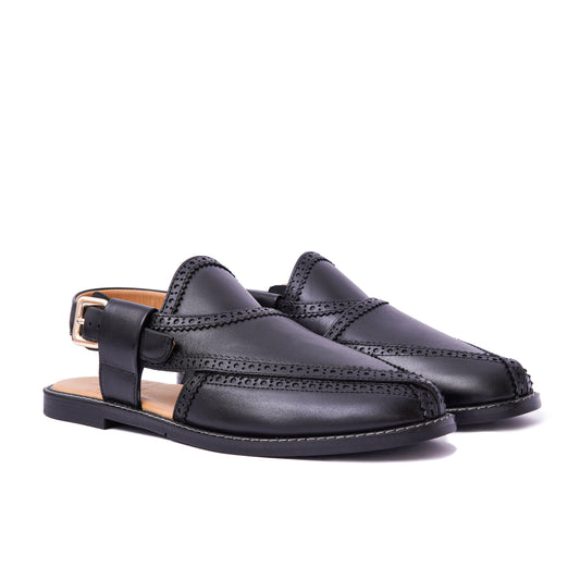 Classic Norozi - Black | Genuine Cow Leather Chappal